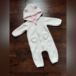 Carter’s Baby Girl Bear Hooded Sherpa Jumpsuit 6M